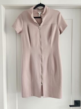 Enfocus Studio Dusty Pink Zip-Front Mini Dress
